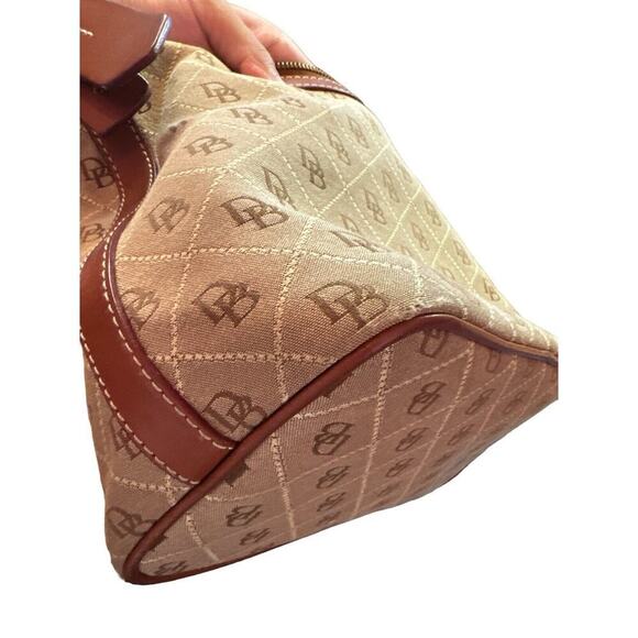 Vintage Dooney & Bourke Monogram BOHO Shoulder Bag Brown Leather Trim - Picture 9 of 11